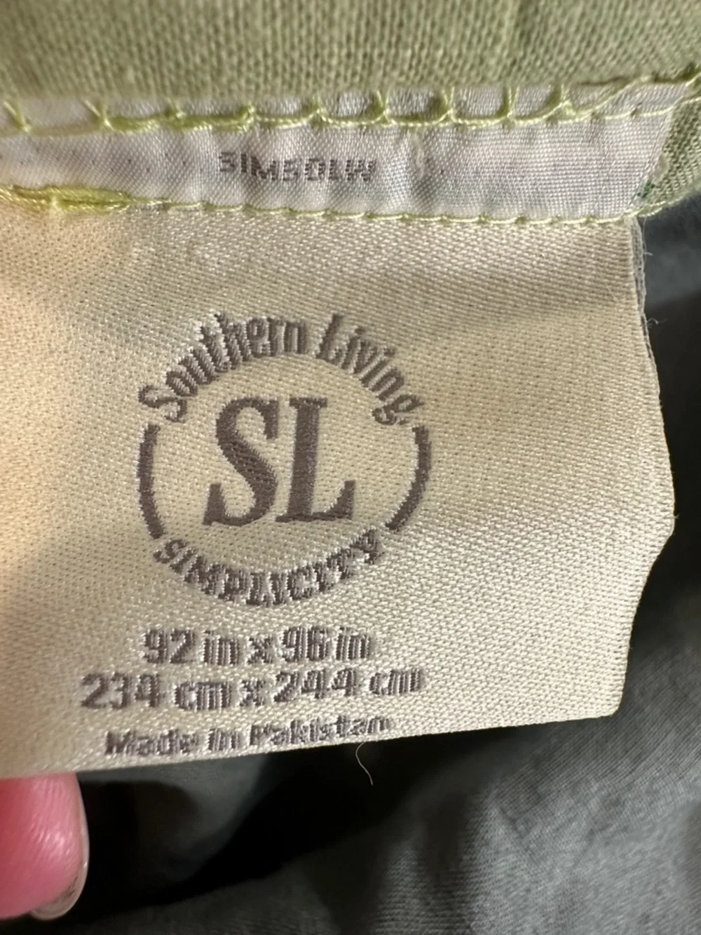 Southern Living Queen Linen Duvet Reversible Green/ Chartreuse Tie Bottom Fringe